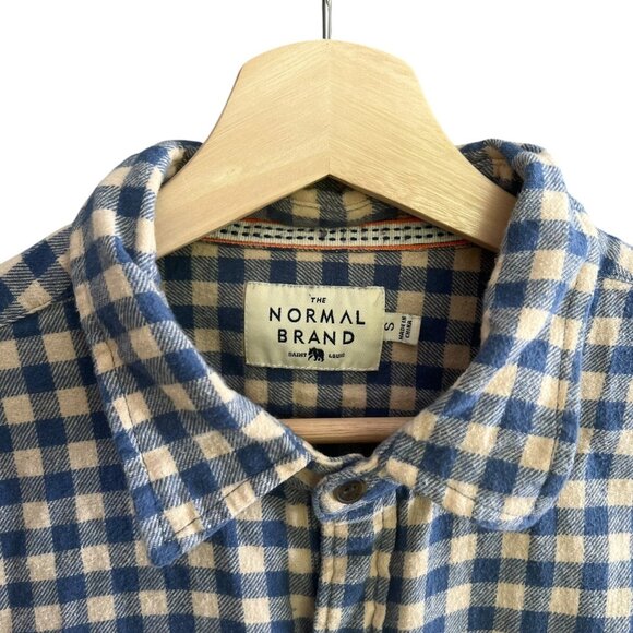 The‎ Normal Brand Mens Gingham Plaid Button Up Flannel Shirt Blue Size Small - Picture 3 of 8